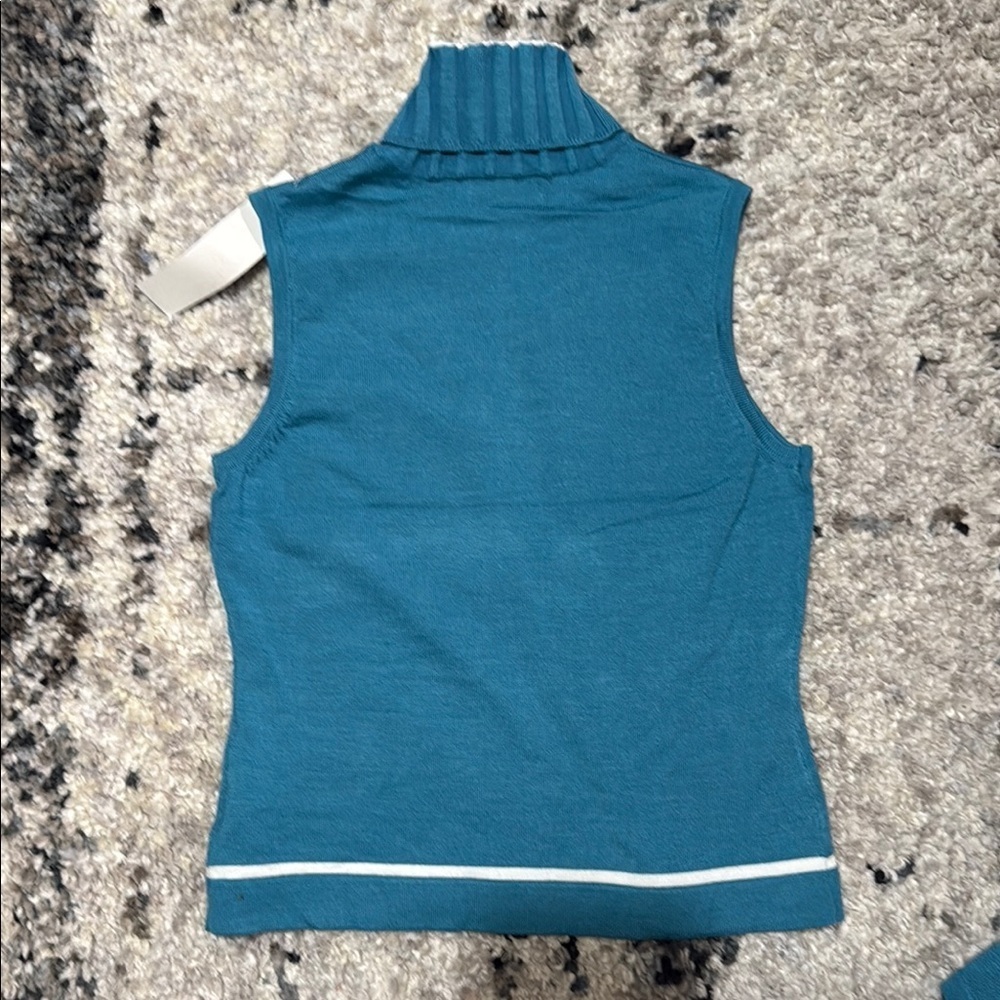 Storm Blue Ribbed Sleeveless Tank Top with Sweater - Picture 7 of 7